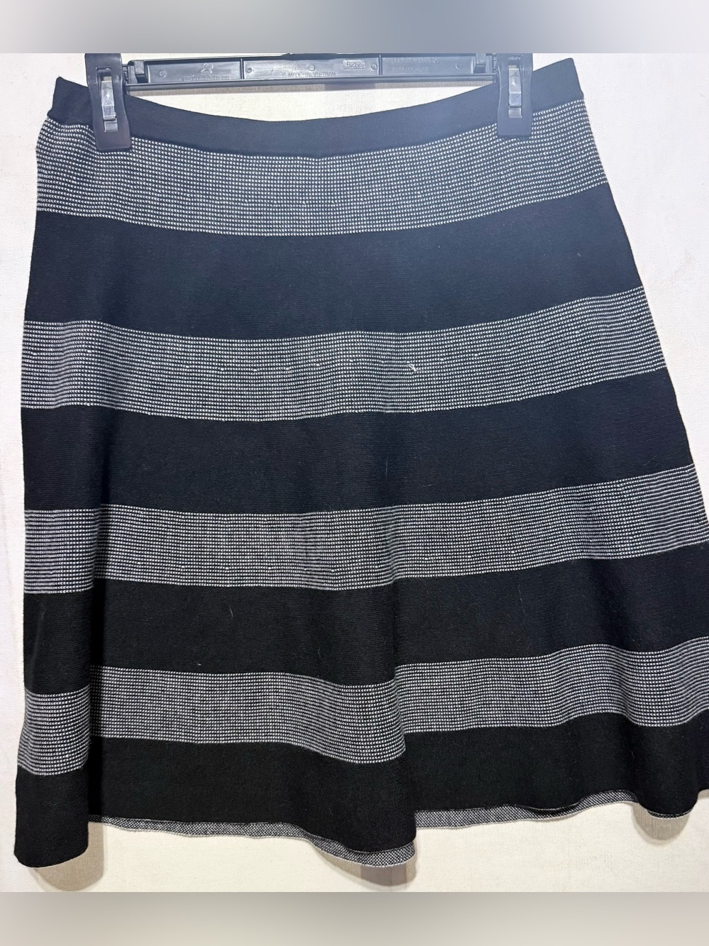 Spense Black and Gray Striped A-Line Skirt